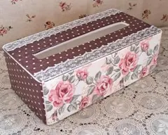 *데쿠파주 로즈 잡화**소프트 팩 티슈 케이스** ♪ 클래식 로즈 패턴 ♪
