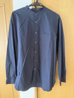 UNIQLO スタンドカラーシャツ　 Lサイズ　ネイビー　丸首　綿100%
