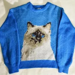 【入手困難・希少】niko and... 人気の猫柄ジャガードニットプルオーバー