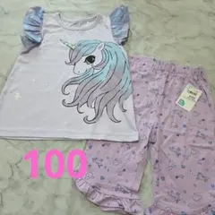 美品 ユニコーン 半袖Tシャツ パンツ 2枚セット 100　西松屋　ゆめかわのサムネイル
