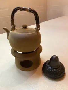 未使用　陶作坊　焼水壺　煮水セット　台湾製　陶製　中国茶　アルコールランプ付き