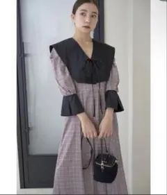 SNIDEL スナイデル sビッグカラークラシカルプリントワンピース