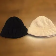 GU ニット帽 2色セット ネイビー ベージュ