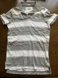 Abercrombie&Fitchマッスルフィットポロシャツ S グレーホワイト