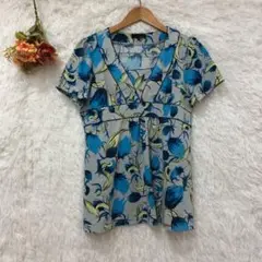 ★Talbots★タルボット ボタニカル柄 Vネック トップス 【S】 半袖