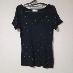 ROPÉ　ロペ　星型スタッズ付き 半袖カットソー Tシャツ　M　ブラック　黒