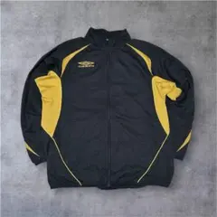 00s UMBRO ナイロンジャケット 黒金 バックロゴ L