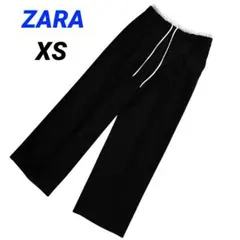ザラ ワイドレッグパンツ ダブルウエストバンド ブラック XS