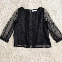 MISCH MASCH ドット シアーブラウス M ブラック パフスリーブのサムネイル