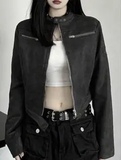 [匿名]SHEIN黒い合成皮革ジャケット Mサイズ