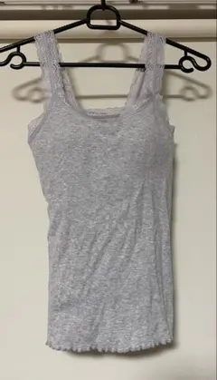 ユニクロ　リブレースブラタンクトップ　グレー　S