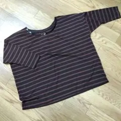 GU 茶色のストライプ カットソー
