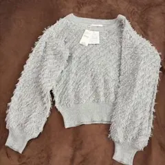 レトロガール フリンジニット グレー