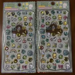 ストーンつき ジュエルプチドロップ シール puffy green同柄2枚