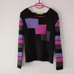 SOLYNE 幾何学模様 長袖ニットセーター