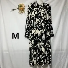 H&M ワンピース　ロング　長袖　薄手　切替　フレア　Mサイズ相当