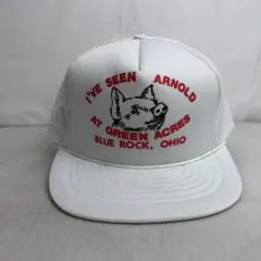 【USA帽子】90s ARNOLD ぶた アニマル メッシュキャップ ホワイト
