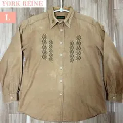 お値下げ✨YORK REINE ヨークレーヌ コーデュロイシャツ 刺繍ベージュ
