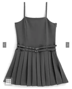 グレイル　インパン裏地付ダブルベルト付きプリーツミニワンピース　M