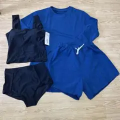 OSYAREVO♪水着♪ラッシュガード付ビスチェ風タンキニビキニ4点セット