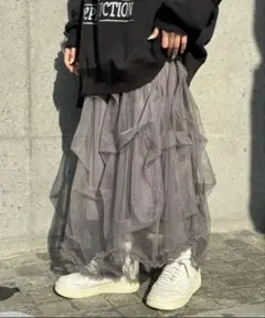 【値下げ完売品】CIAOPANIC タックラメチュールボリュームスカート　グレー