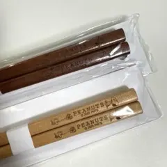 スヌーピー 天然木 漆 2セット カトラリー 銘木箸 桃 梅