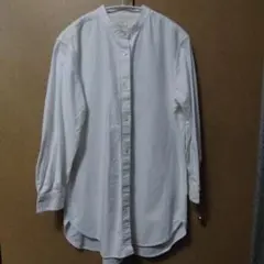 無印良品　洗いざらしオックススタンドカラーロングシャツ男女兼用　XS−S 白
