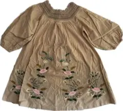 bonjour diary 刺繍入りベージュワンピース 10y