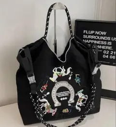 ショルダーベルトつき　2WAY 馬　ポニー　刺繍エコバッグ　人気　可愛い
