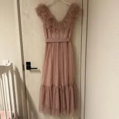 ドットチュールワンピース ドレス ピンク