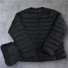 【美品】軽量ダウンジャケット　ブラック　LL 収納袋付き　レディース