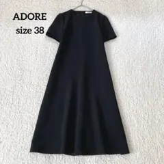 美品☆ADOREアドーア　ジャージーワンピース　半袖　サイドスリット　黒　38 2026年最新】ADORE レディース 半袖ひざ丈ワンピースの人気アイテム