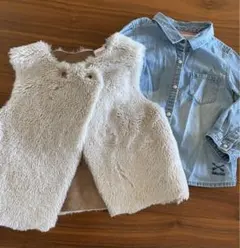 Baby Girl ベスト　デニムシャツセット　90 86 80