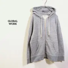GLOBAL WORK グレーパーカー　フルジップパーカー M