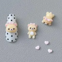 コリラックマ　ネイルパーツ　3D 立体　寝そべり　リボン