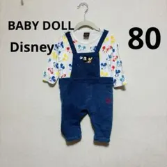 BABYDOLLディズニーコラボ　ミッキーデニム　サロペット風ロンパース80