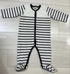 【着用５回未満】プチバトー　ストライプロンパース　足付き　74㎝