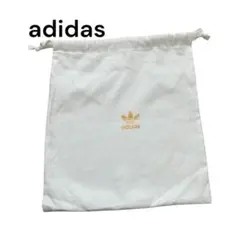 adidas ホワイト 巾着袋　スポーツシューズ、体操服、グローブ入れに最適！