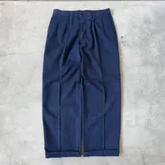 40s~50s レーヨン ギャバジン スラックス 2タック ネイビー 美品