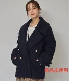〈未使用〉REDYAZEL ボアダブルミドルコート ネイビー レディアゼル