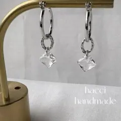 #473 スワロフスキークリスタル　クリア　フープピアス/フープイヤリング変更可