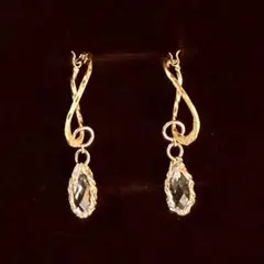 アガット K18 フープ ピアス K10 レース クォーツ チャーム セット