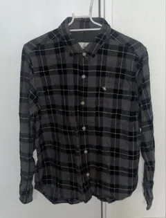 アーノルドパーマー 黒 グレー チェック 長袖 襟 シャツ 綿100