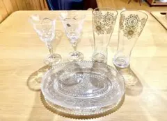 食器類5点セット【送料込】クリスマス　セット　ガラス皿　グラス セット　Xmas
