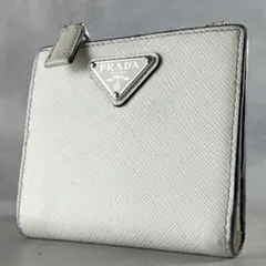 ✨人気モデル✨PRADA 折り財布 三角ロゴ サフィアーノ レザー ホワイト