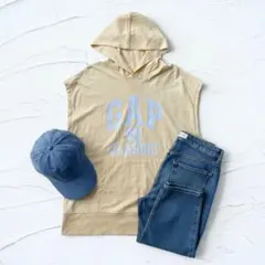 GAP ノースリーブパーカー ビッグシルエット イエロー M 美品 春夏