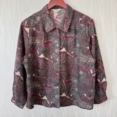 【レトロ・希少】Miyakole ペイズリー柄 ブラウス 13号 総柄シャツ