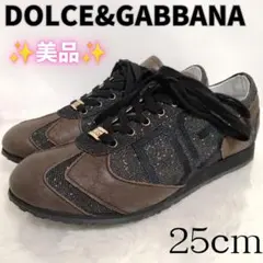 ✨美品✨ DOLCE&GABBANA グリッター DGロゴ レザー スニーカーのサムネイル