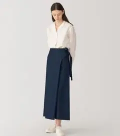 MUJI Labo 婦人 和紙混デニムラップスカート S〜M