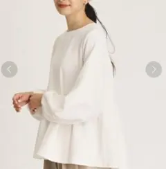 新品未使用 オペークドットクリップ ふくれジャカードペプラムブラウス M